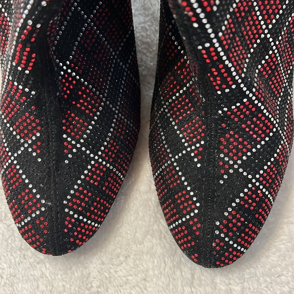 Cape Robbin Mona Y2K Punk Princess Rhinestone Plaid Ankle Boots Size 8M - Picture 7 of 14